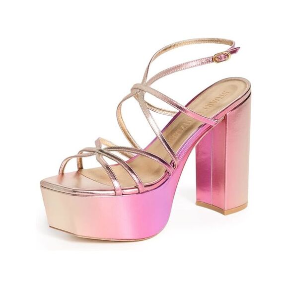 NWT STUART WEITZMAN Womens Pink 3" Platform Barelythere Open Heeled Sandal 6 B - Picture 1 of 2
